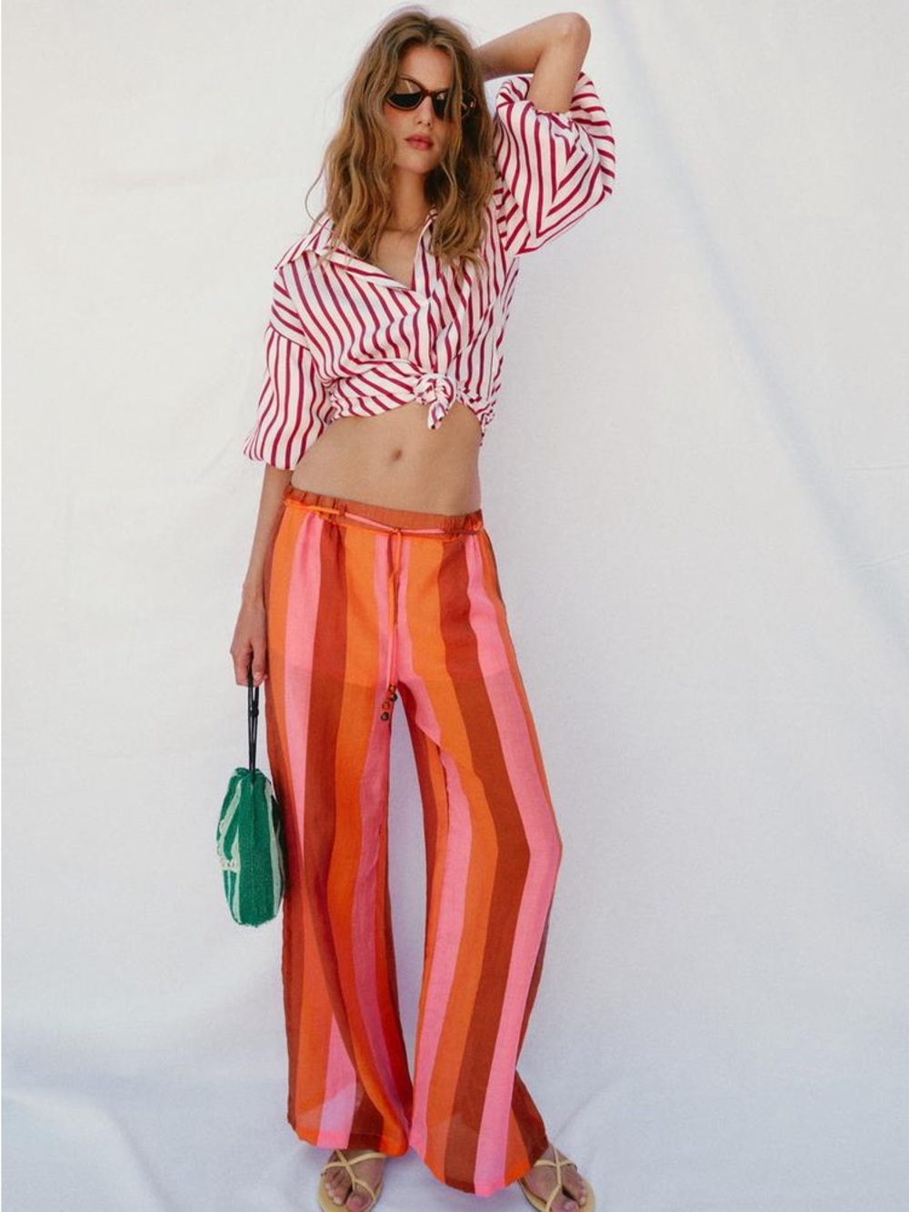ZARA BNWT STRIPED WIDE LEG PANTS. MULTICOLORED 3666/114/330